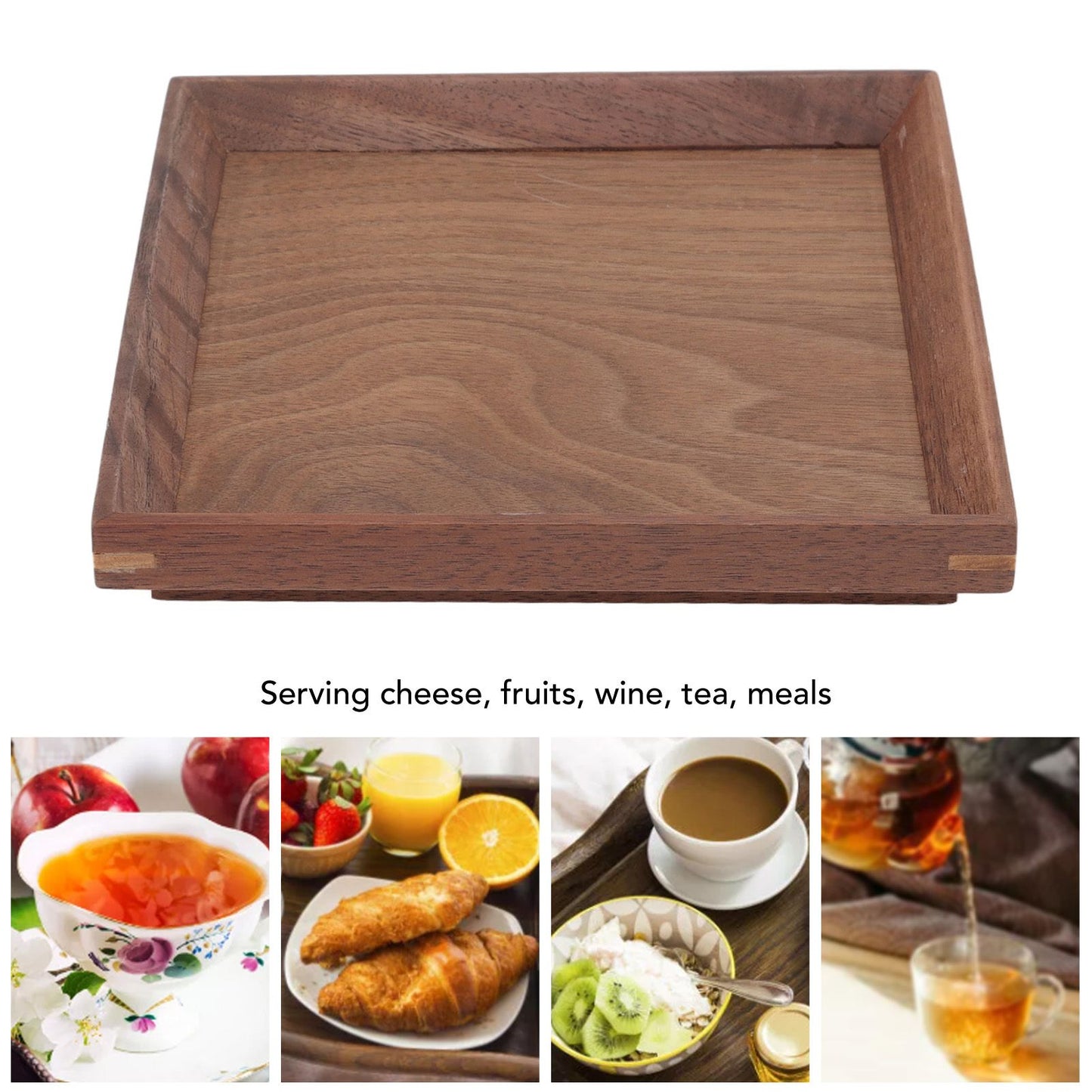 Black Walnut Tray Simple Fashion Serving Tray Serve Tea Fruit Cheese Wine Or Meals Small Square V1294-YM0521-3118220336911