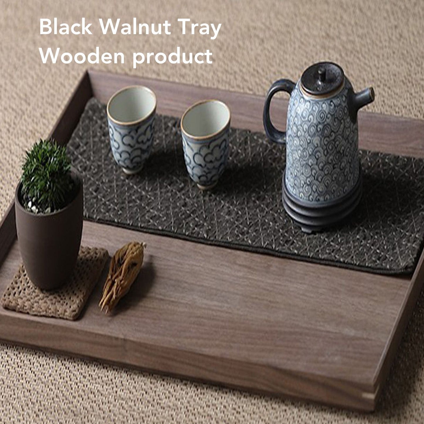 Black Walnut Tray Simple Fashion Serving Tray Serve Tea Fruit Cheese Wine Or Meals Small Square V1294-YM0521-3118220336911