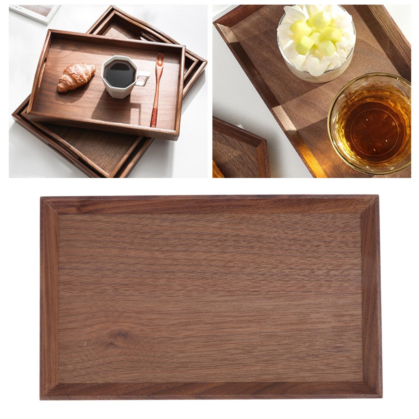 Black Walnut Tray Simple Fashion Serving Tray Serve Tea Fruit Cheese Wine Or Meals Small Rectangle V1294-YM0521-3118220336913