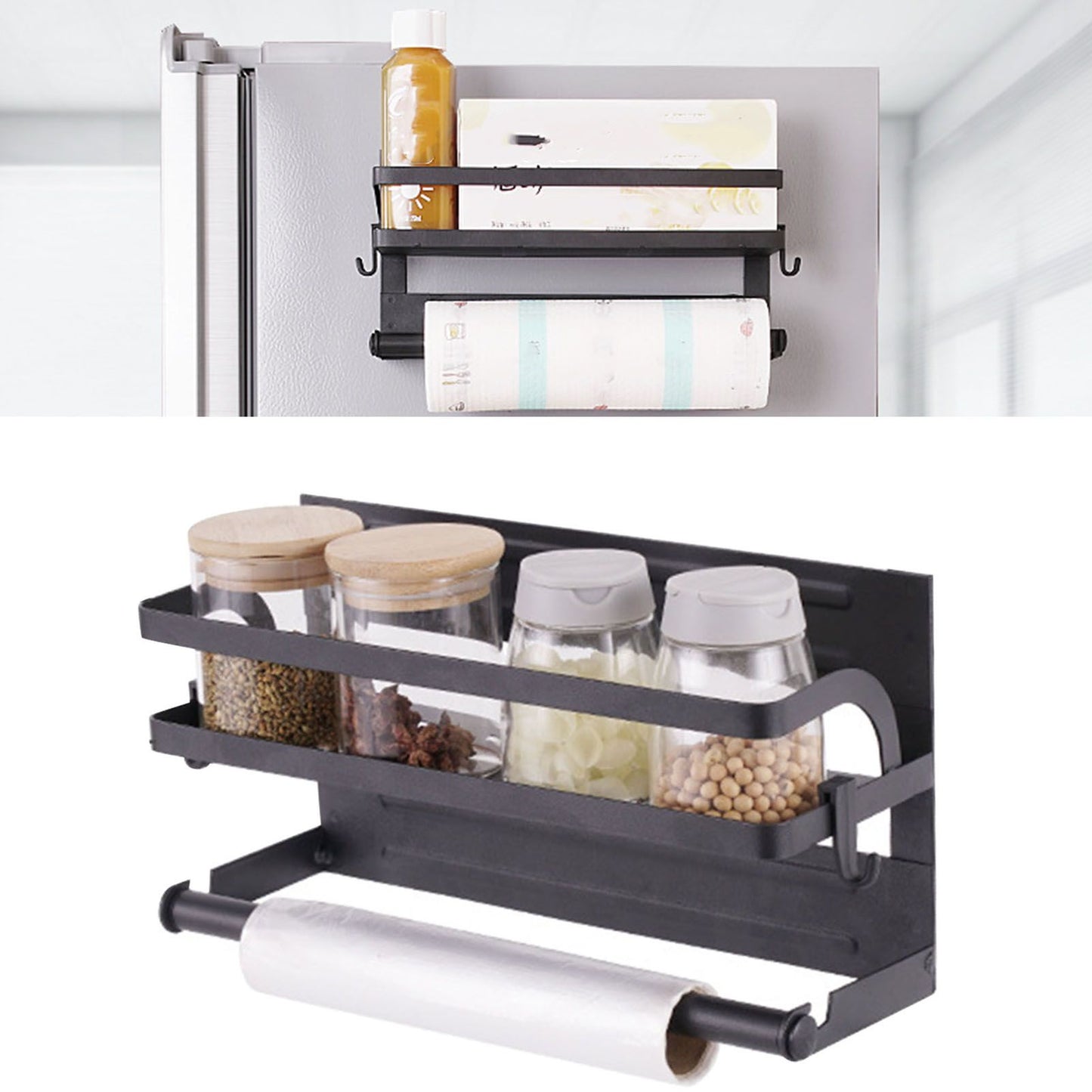 Refrigerator Magnetic Storage Shelf Organizer Strong Magnetic Spice Rack for Refrigerator B Style Single Layer V1294-YM0521-3118220339811