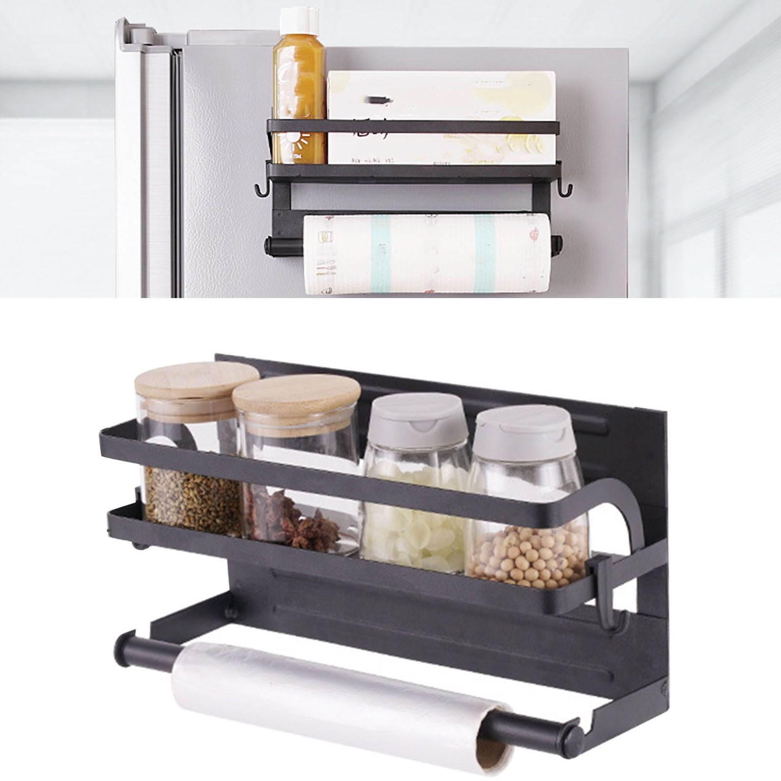 Refrigerator Magnetic Storage Shelf Organizer Strong Magnetic Spice Rack for Refrigerator B Style Single Layer V1294-YM0521-3118220339811