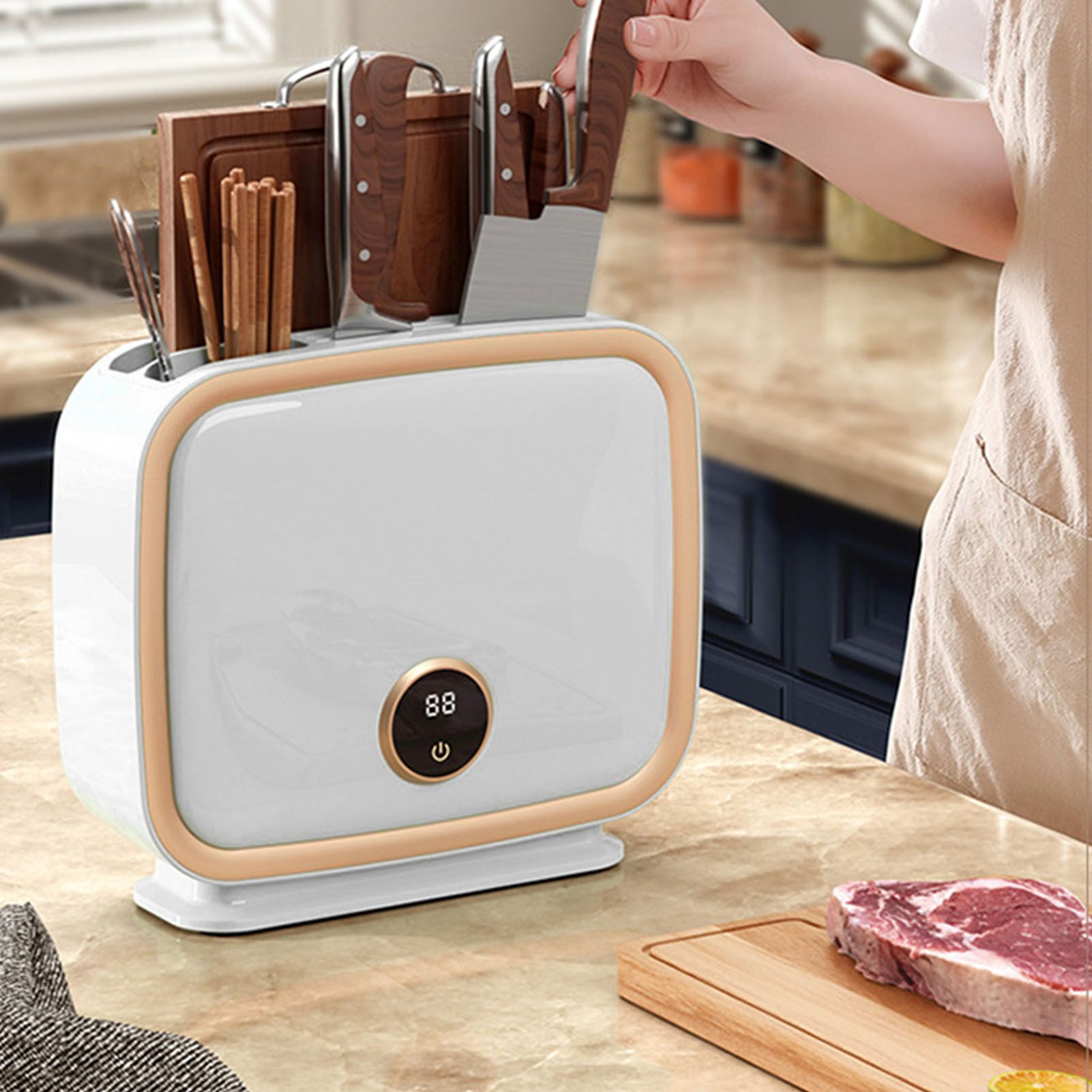 Wall Mounted Knife Holder Utensil Drying Rack Hot Air Circulation Knife Chopping Board Tableware Stand CN V1294-YM0521-3118220346612