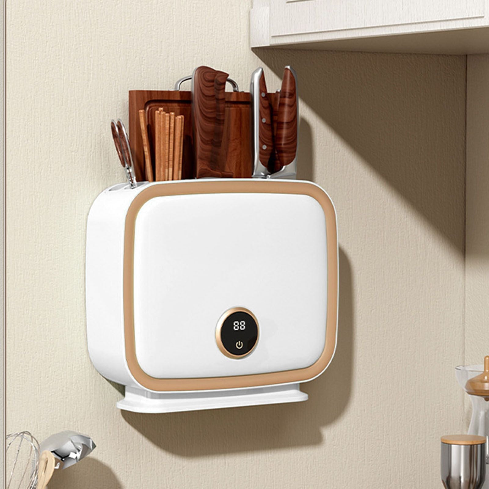 Wall Mounted Knife Holder Utensil Drying Rack Hot Air Circulation Knife Chopping Board Tableware Stand CN V1294-YM0521-3118220346612