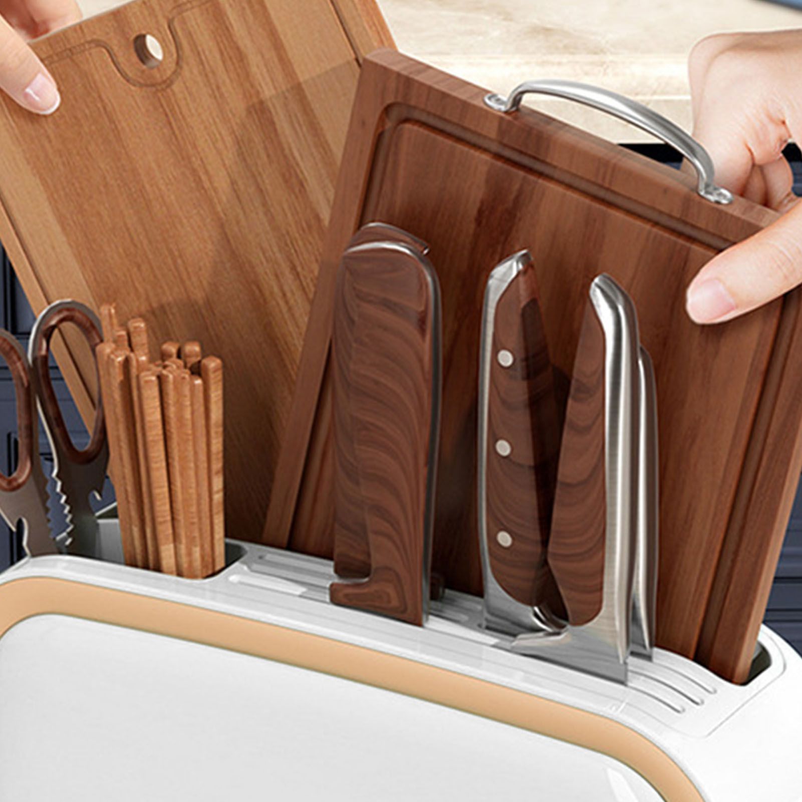 Wall Mounted Knife Holder Utensil Drying Rack Hot Air Circulation Knife Chopping Board Tableware Stand CN V1294-YM0521-3118220346612