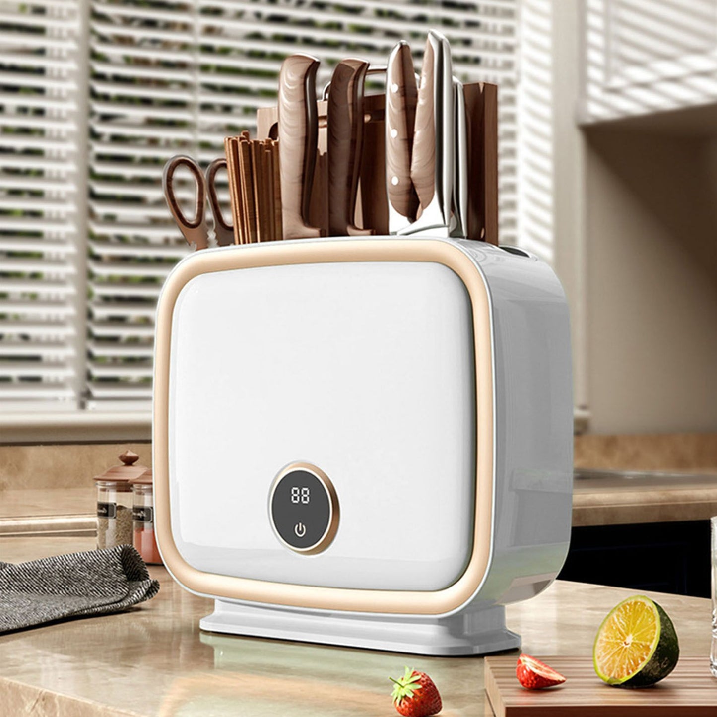 Wall Mounted Knife Holder Utensil Drying Rack Hot Air Circulation Knife Chopping Board Tableware Stand CN V1294-YM0521-3118220346612