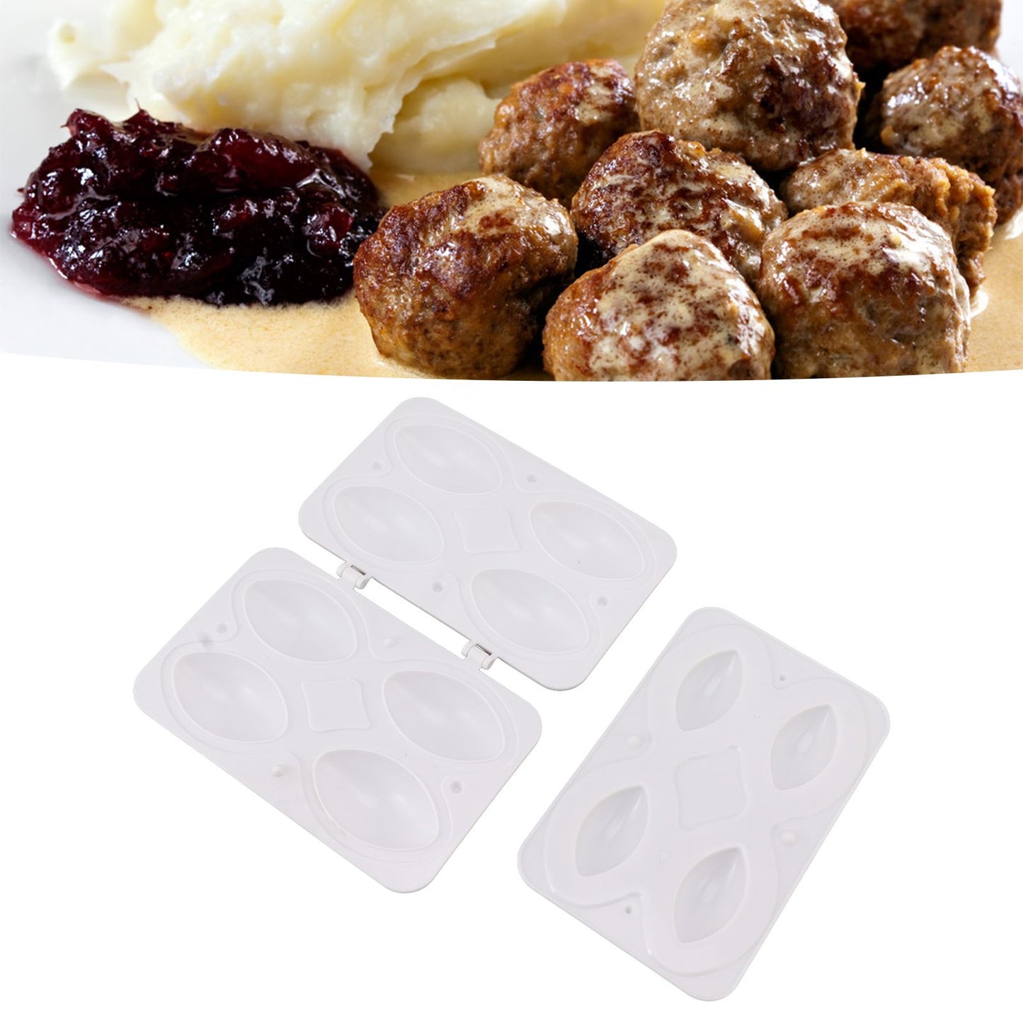 Meatball Making Mold ABS Meatloaf Maker Press Tool Dishwasher Safe Meatball Maker for Kitchen DIY Four Grids V1294-YM0521-3118230002711