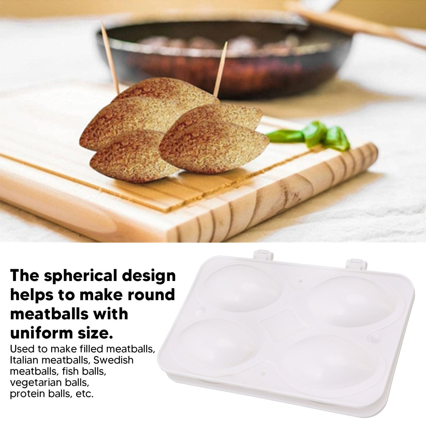 Meatball Making Mold ABS Meatloaf Maker Press Tool Dishwasher Safe Meatball Maker for Kitchen DIY Four Grids V1294-YM0521-3118230002711