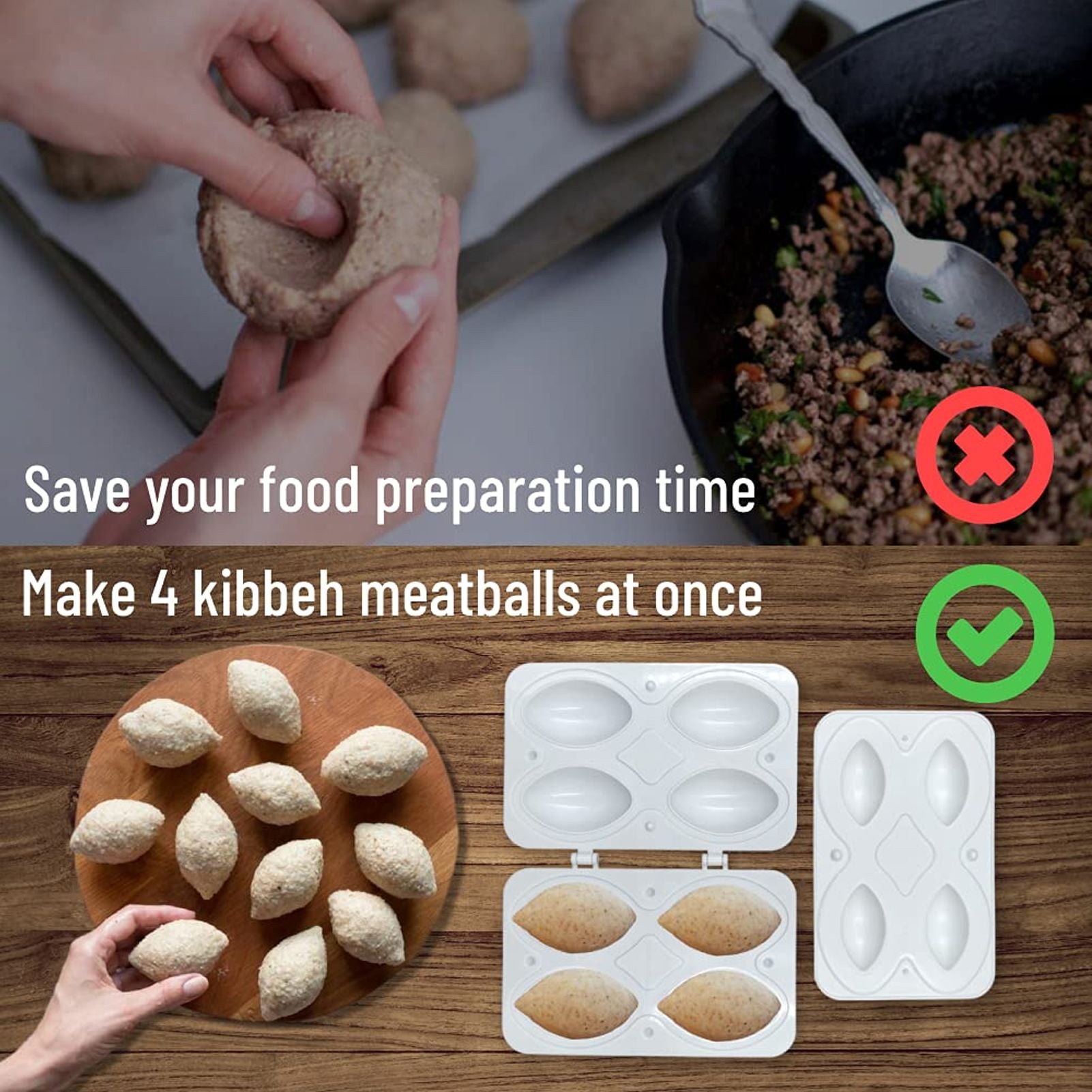 Meatball Making Mold ABS Meatloaf Maker Press Tool Dishwasher Safe Meatball Maker for Kitchen DIY Four Grids V1294-YM0521-3118230002711