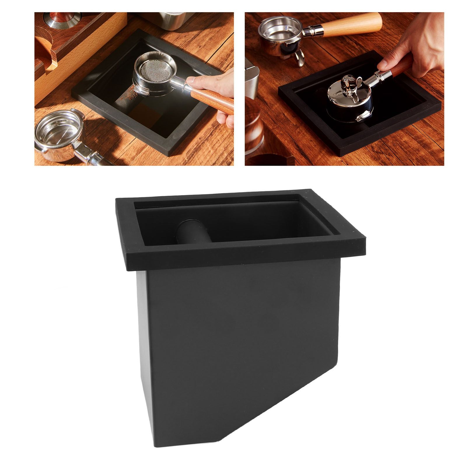 Coffee Knock Box Embedded Bottomless Coffee Knocking Slag Bucket Cafe Bar Powder Grounds Box Black V1294-YM0521-3118230004411