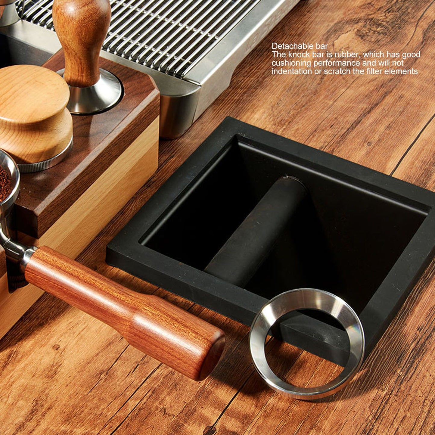 Coffee Knock Box Embedded Bottomless Coffee Knocking Slag Bucket Cafe Bar Powder Grounds Box Black V1294-YM0521-3118230004411