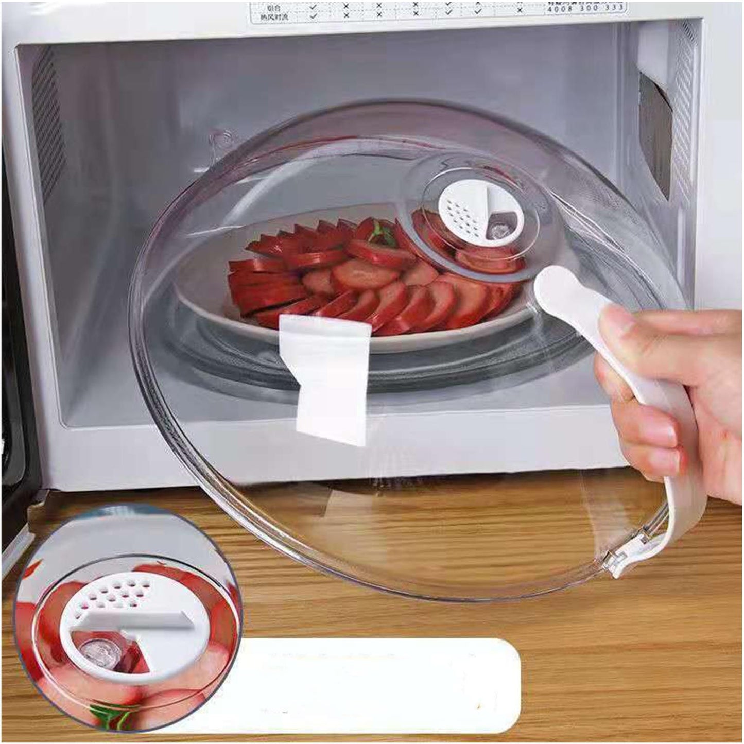 Microwave Oven Splatter Cover High Temperature Resistant Plastic Splash Guard Lid for Kitchen Upgrade Type V1294-YM0521-3118230011111