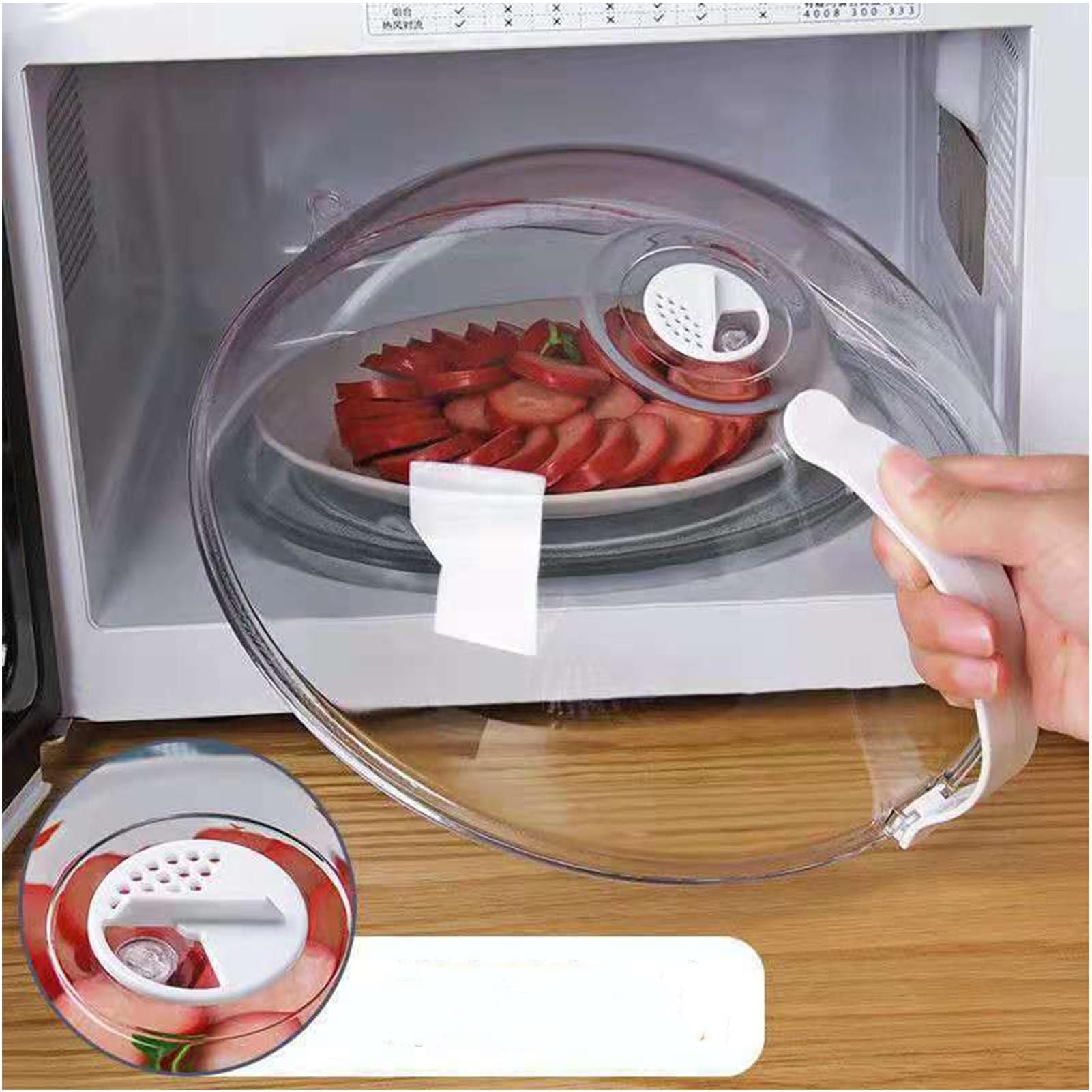 Microwave Oven Splatter Cover High Temperature Resistant Plastic Splash Guard Lid for Kitchen Upgrade Type V1294-YM0521-3118230011111