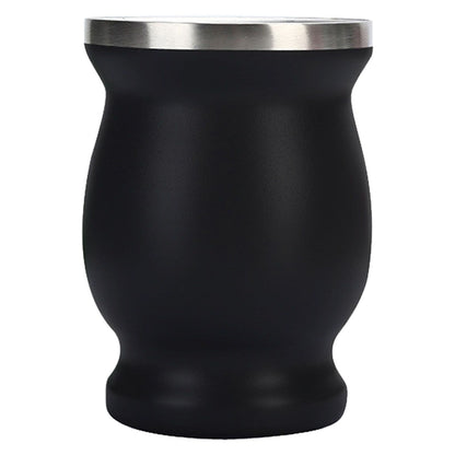 8oz 304 Stainless Steel Gourd Cup Double Layers Vacuum Insulation Cup with Straw Brush Black V1294-YM0521-3118230012111
