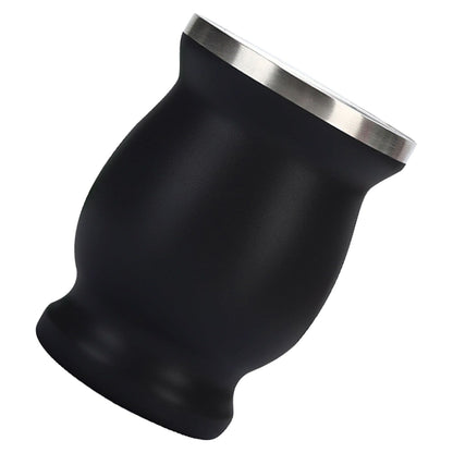 8oz 304 Stainless Steel Gourd Cup Double Layers Vacuum Insulation Cup with Straw Brush Black V1294-YM0521-3118230012111
