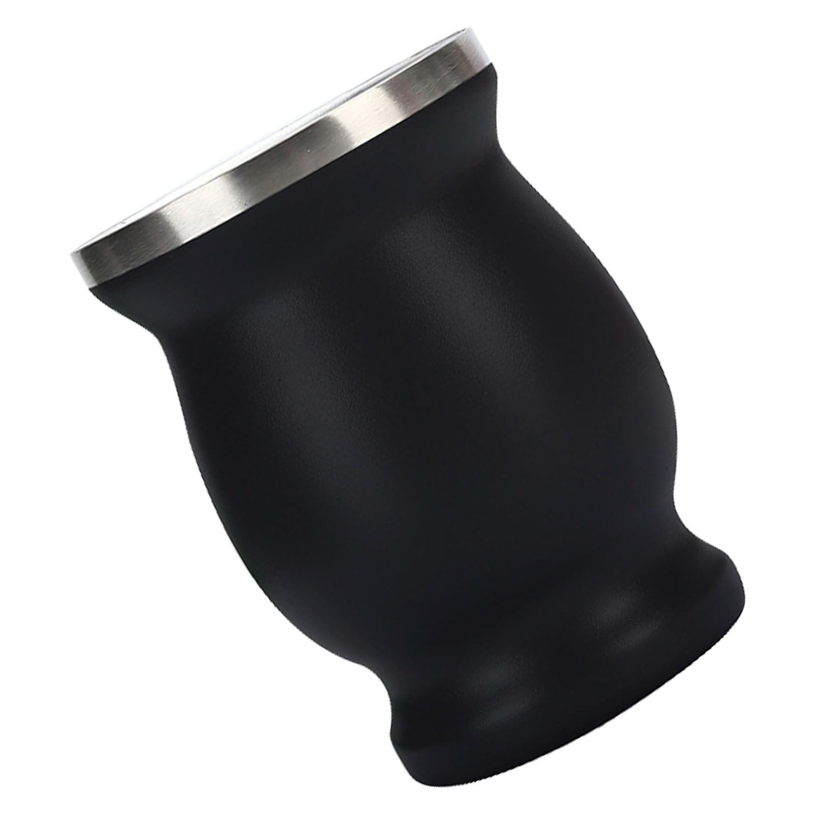 8oz 304 Stainless Steel Gourd Cup Double Layers Vacuum Insulation Cup with Straw Brush Black V1294-YM0521-3118230012111