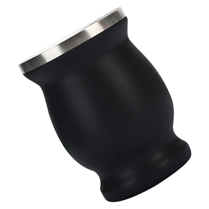 8oz 304 Stainless Steel Gourd Cup Double Layers Vacuum Insulation Cup with Straw Brush Black V1294-YM0521-3118230012111