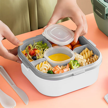2 Layer Plastic Salad Lunch Box Microwave Safe Salad Lunch Container Portable Fruit Fat Reducing Light Food V1294-YM0521-3118230013511