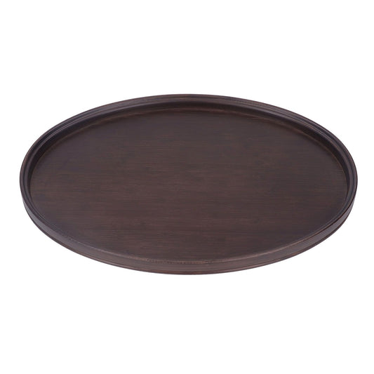 Bamboo Round Tray Multipurpose Decorative Tea Serving Tray for Serving Beverages and Food Walnut Color V1294-YM0521-3118230014811