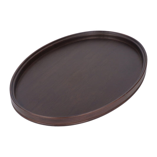 Bamboo Round Tray Multipurpose Decorative Tea Serving Tray for Serving Beverages and Food Walnut Color V1294-YM0521-3118230014811