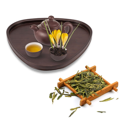 Wood Serving Tray Sturdy Bamboo Simple Elegant Triangular Multifunction Wooden Tea Tray for Cafe Office V1294-YM0521-3118230015612