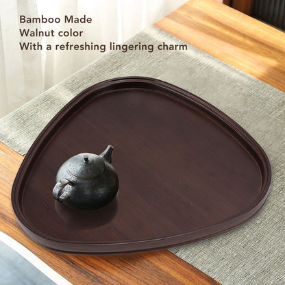 Wood Serving Tray Sturdy Bamboo Simple Elegant Triangular Multifunction Wooden Tea Tray for Cafe Office V1294-YM0521-3118230015612