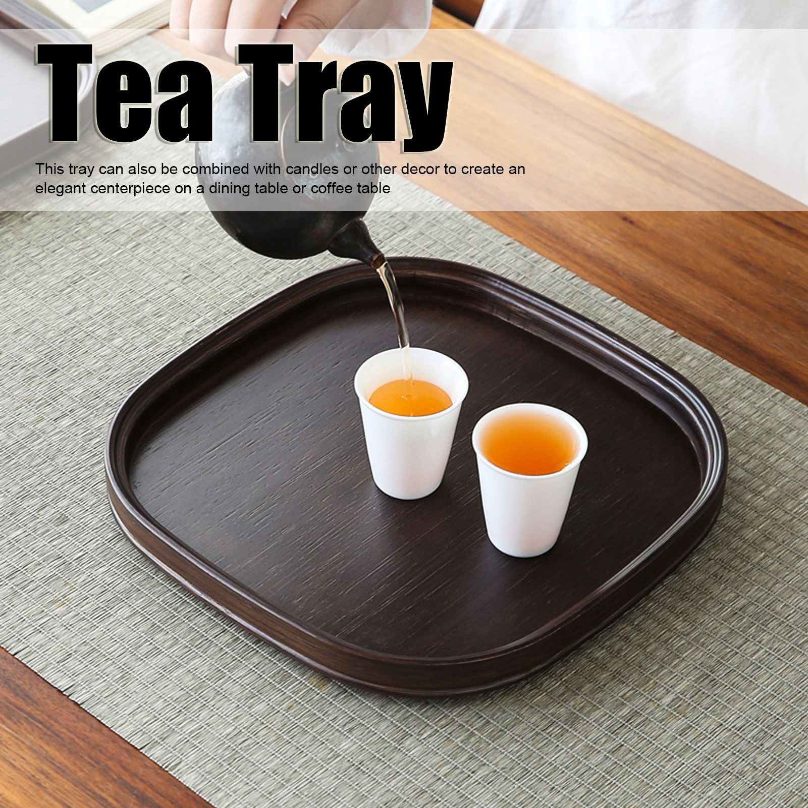 Tea Tray Bamboo Teaboard Refreshment Dried Fruit Teacup Serving Plate Walnut Wood Color L V1294-YM0521-3118230016011