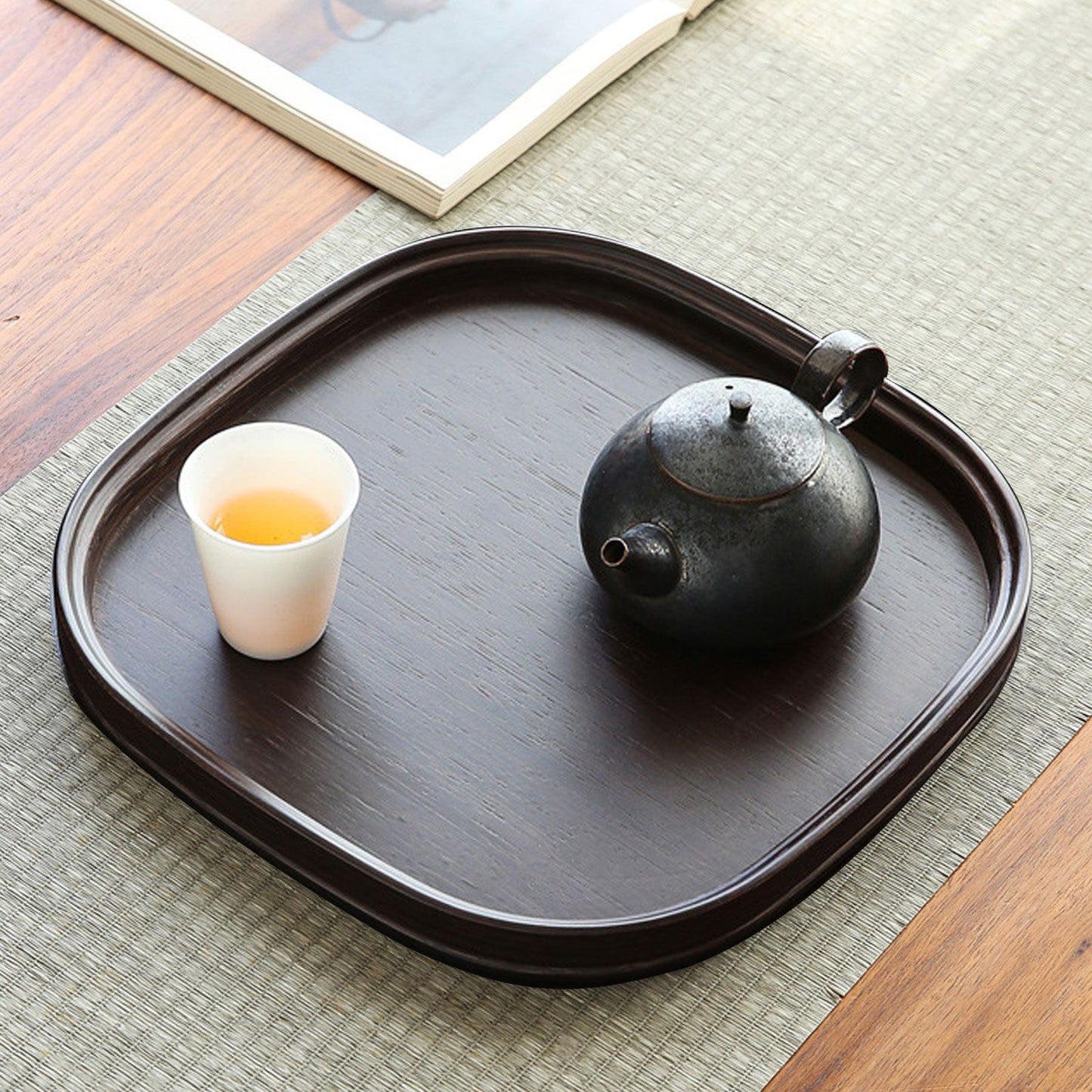 Tea Tray Bamboo Teaboard Refreshment Dried Fruit Teacup Serving Plate Walnut Wood Color L V1294-YM0521-3118230016011