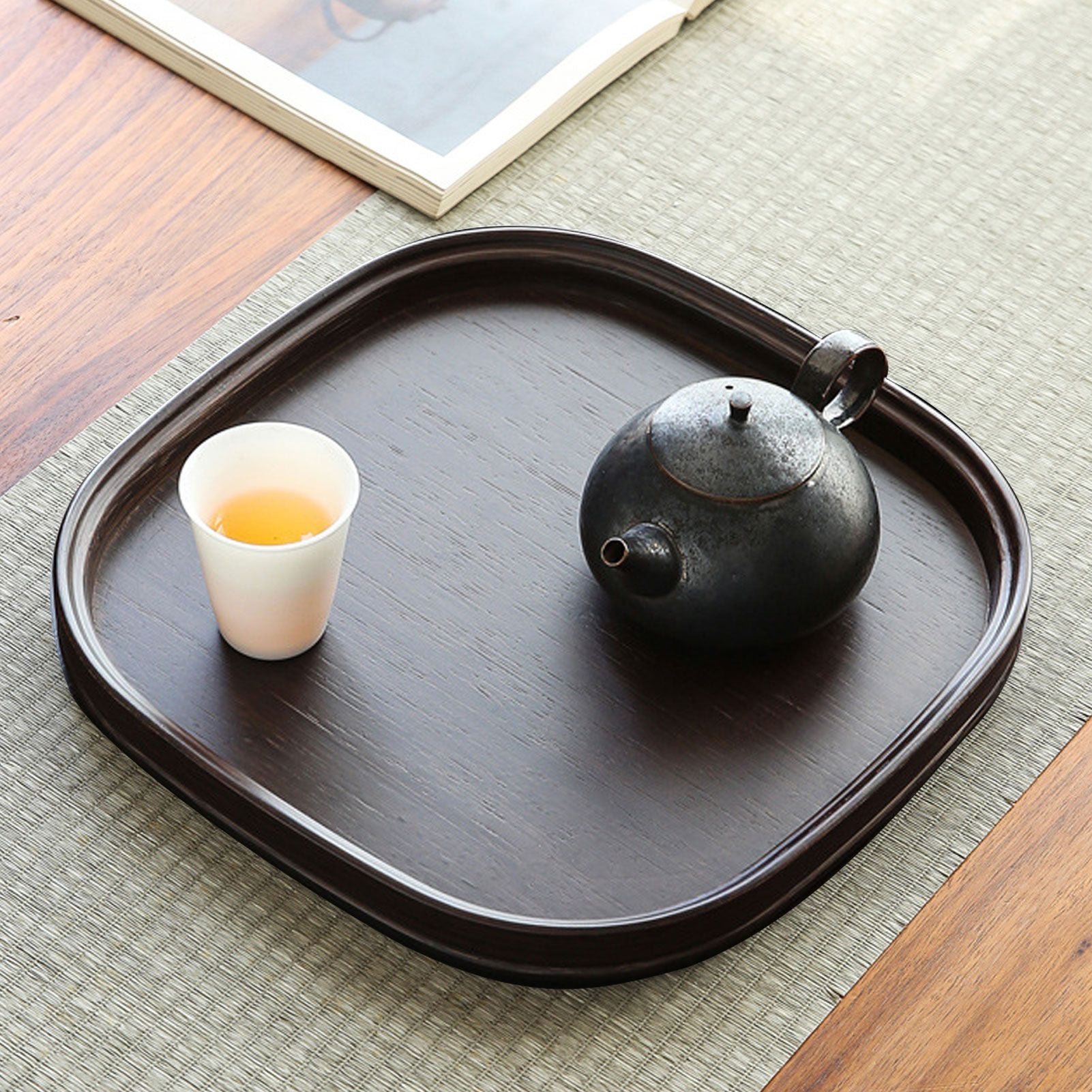 Tea Tray Bamboo Teaboard Refreshment Dried Fruit Teacup Serving Plate Walnut Wood Color L V1294-YM0521-3118230016011