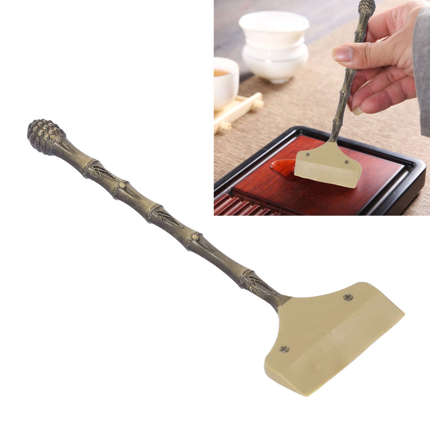 Tea Tray Cleaning Brush High Hardness Alloy Handle Soft Silicone Head Water Scraper Tea Tray Cleaning Sweeper V1294-YM0521-3118230018512