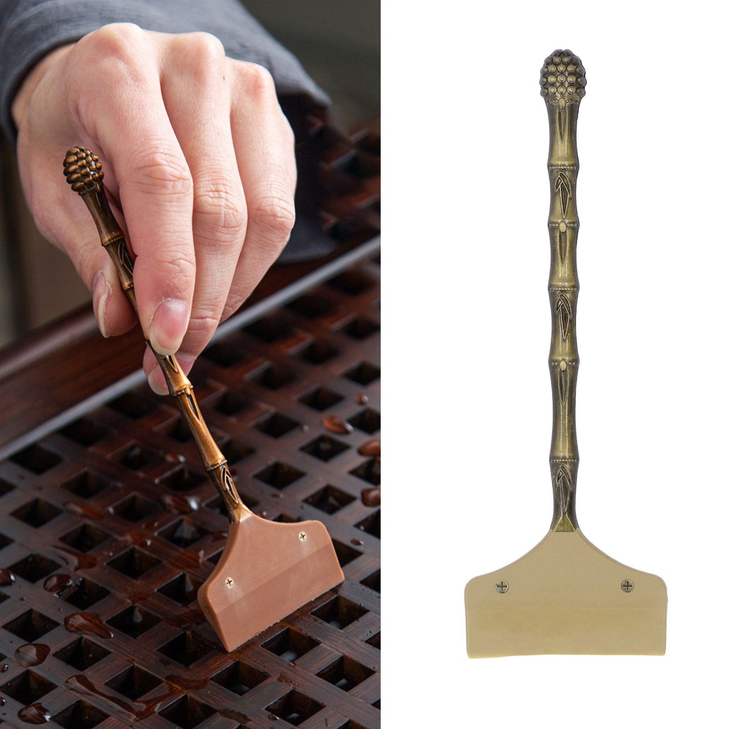 Tea Tray Cleaning Brush High Hardness Alloy Handle Soft Silicone Head Water Scraper Tea Tray Cleaning Sweeper V1294-YM0521-3118230018512