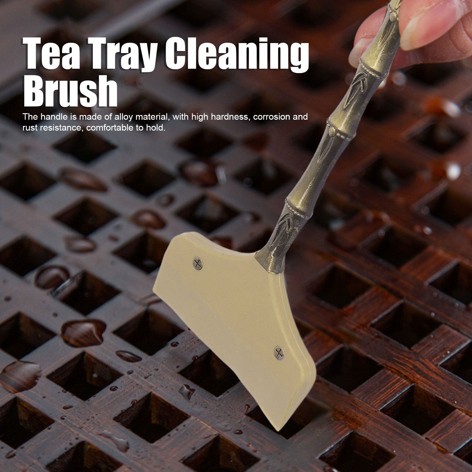 Tea Tray Cleaning Brush High Hardness Alloy Handle Soft Silicone Head Water Scraper Tea Tray Cleaning Sweeper V1294-YM0521-3118230018512