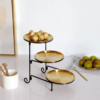 Three Layer Fruit Basket Stainless Steel Fruit Basket Modern Multi Layer Fruit Snack Storage Basket Golden V1294-YM0521-3118230023011