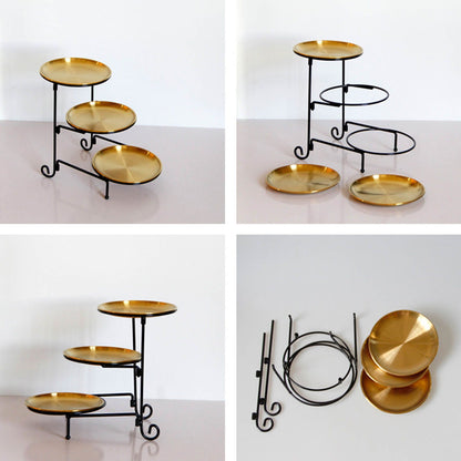 Three Layer Fruit Basket Stainless Steel Fruit Basket Modern Multi Layer Fruit Snack Storage Basket Golden V1294-YM0521-3118230023011