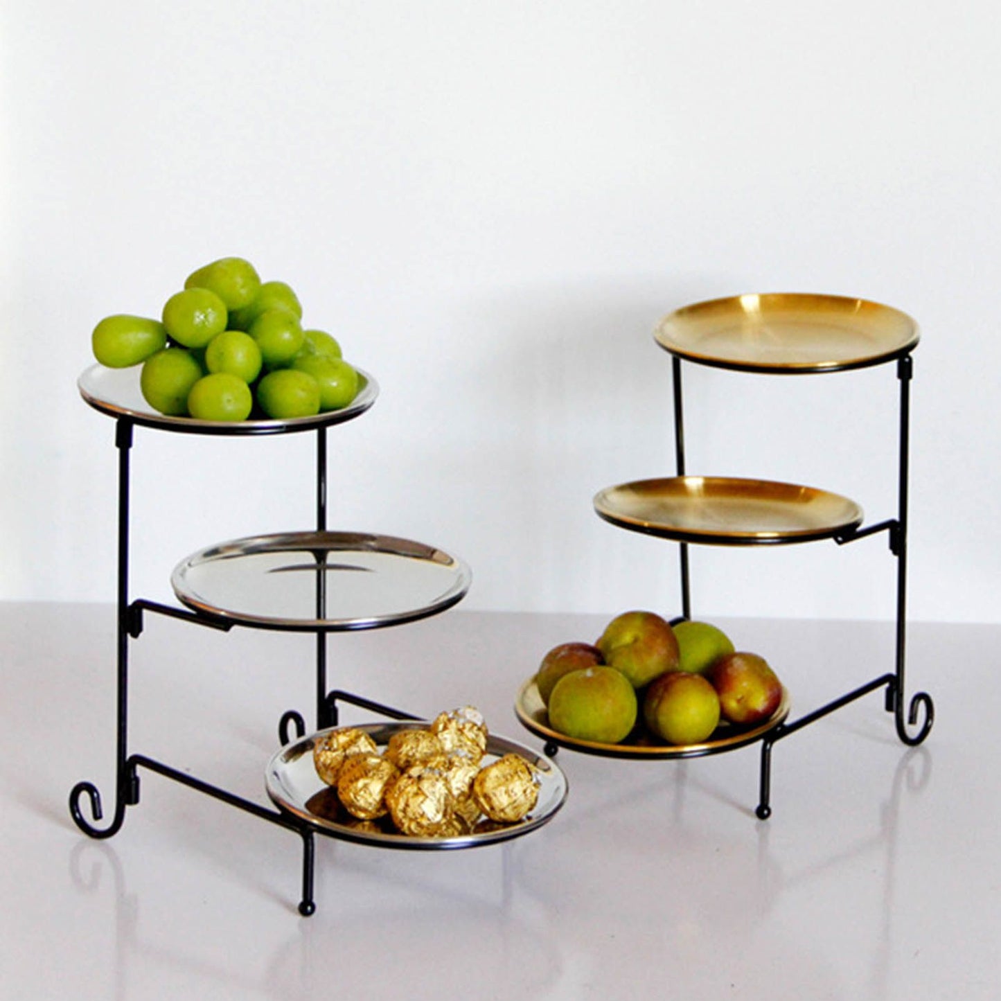 Three Layer Fruit Basket Stainless Steel Fruit Basket Modern Multi Layer Fruit Snack Storage Basket Golden V1294-YM0521-3118230023011
