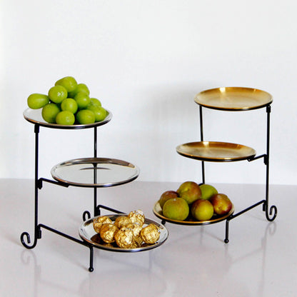 Three Layer Fruit Basket Stainless Steel Fruit Basket Modern Multi Layer Fruit Snack Storage Basket Golden V1294-YM0521-3118230023011