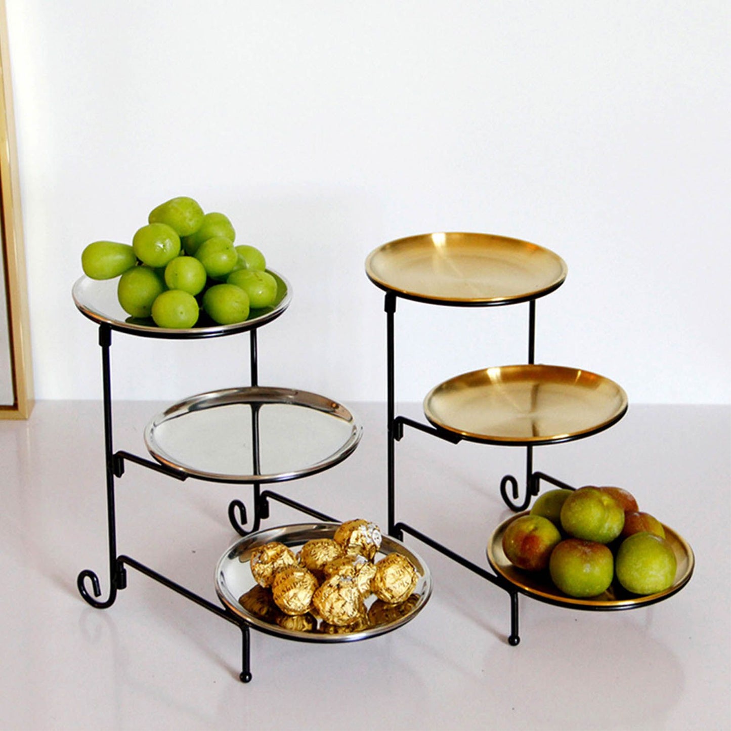 Three Layer Fruit Basket Stainless Steel Fruit Basket Modern Multi Layer Fruit Snack Storage Basket Golden V1294-YM0521-3118230023011