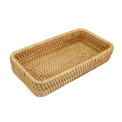 Rattan Tray Tabletop Organization Hand Woven Snack Storage Basket Multifunctional Serving Tray S V1294-YM0521-3118230023611