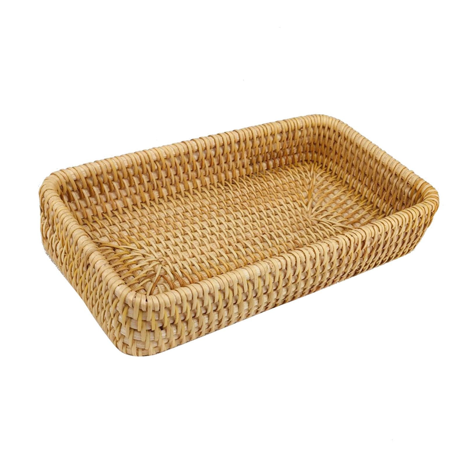 Rattan Tray Tabletop Organization Hand Woven Snack Storage Basket Multifunctional Serving Tray S V1294-YM0521-3118230023611