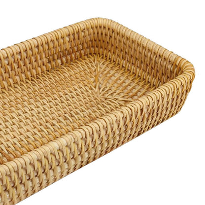 Rattan Tray Tabletop Organization Hand Woven Snack Storage Basket Multifunctional Serving Tray S V1294-YM0521-3118230023611