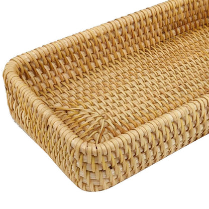 Rattan Tray Tabletop Organization Hand Woven Snack Storage Basket Multifunctional Serving Tray S V1294-YM0521-3118230023611