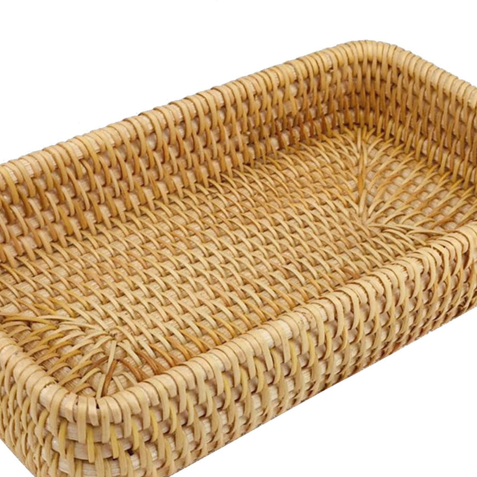 Rattan Tray Tabletop Organization Hand Woven Snack Storage Basket Multifunctional Serving Tray S V1294-YM0521-3118230023611
