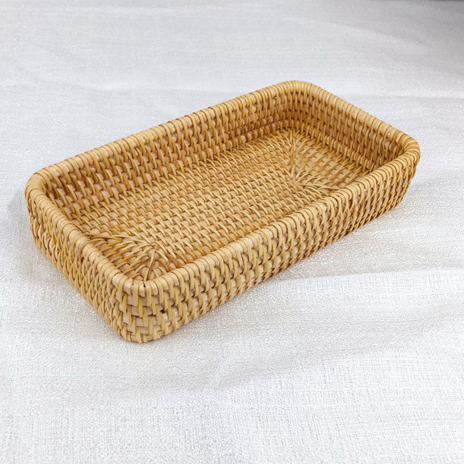 Rattan Tray Tabletop Organization Hand Woven Snack Storage Basket Multifunctional Serving Tray S V1294-YM0521-3118230023611