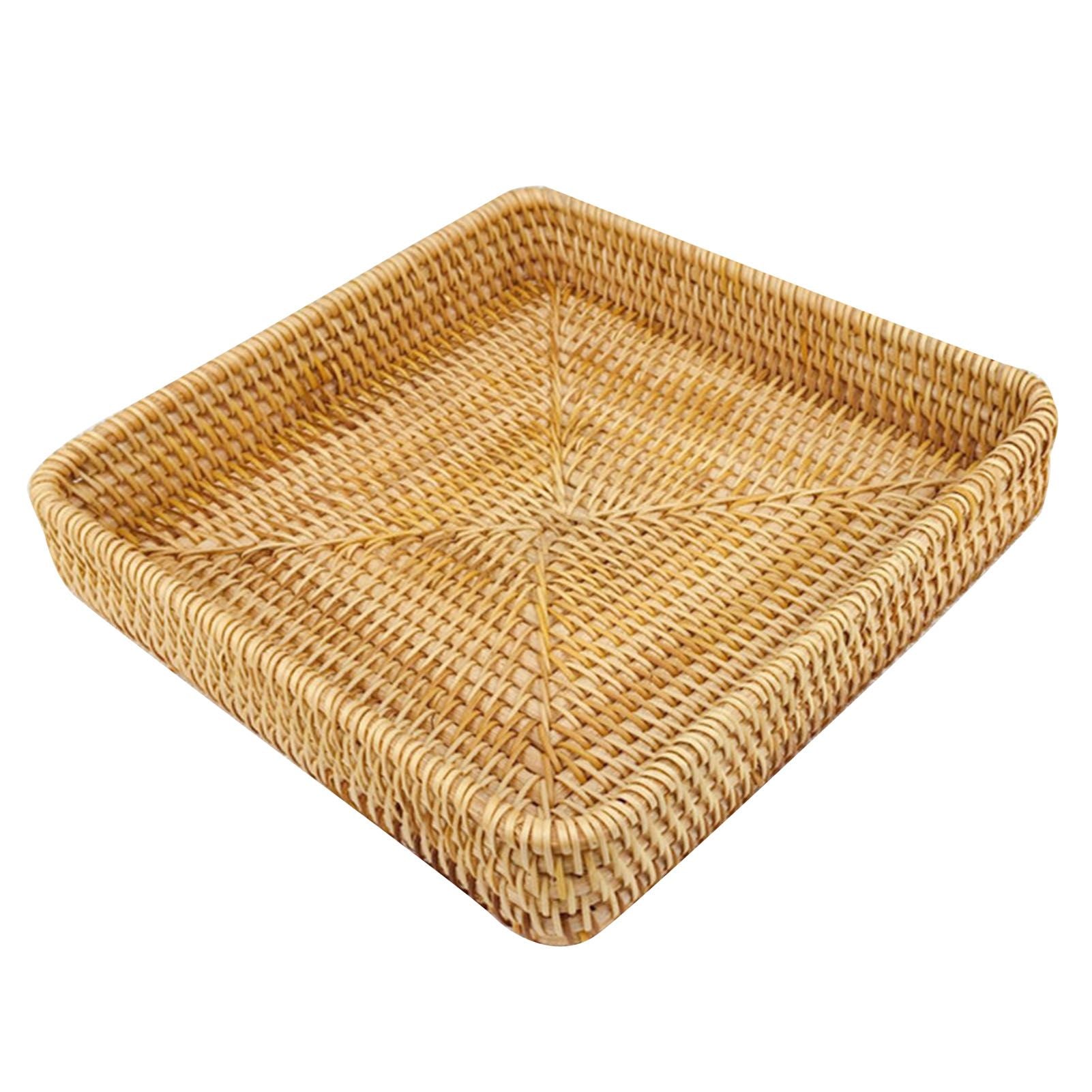Rattan Tray Tabletop Organization Hand Woven Snack Storage Basket Multifunctional Serving Tray M V1294-YM0521-3118230023612