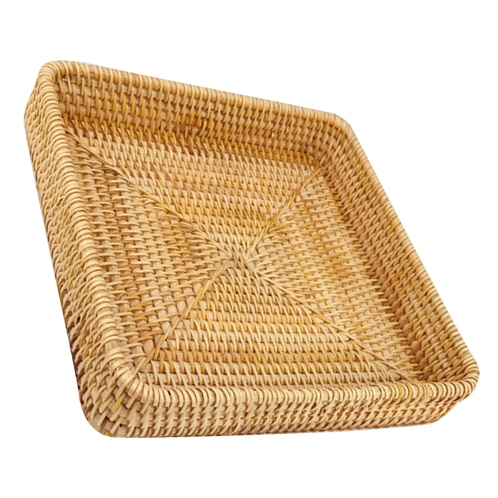 Rattan Tray Tabletop Organization Hand Woven Snack Storage Basket Multifunctional Serving Tray M V1294-YM0521-3118230023612