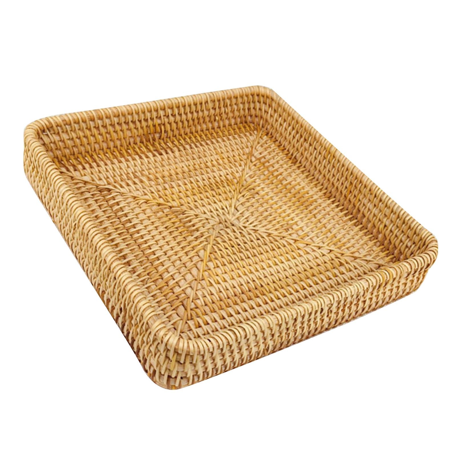 Rattan Tray Tabletop Organization Hand Woven Snack Storage Basket Multifunctional Serving Tray M V1294-YM0521-3118230023612