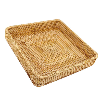 Rattan Tray Tabletop Organization Hand Woven Snack Storage Basket Multifunctional Serving Tray M V1294-YM0521-3118230023612
