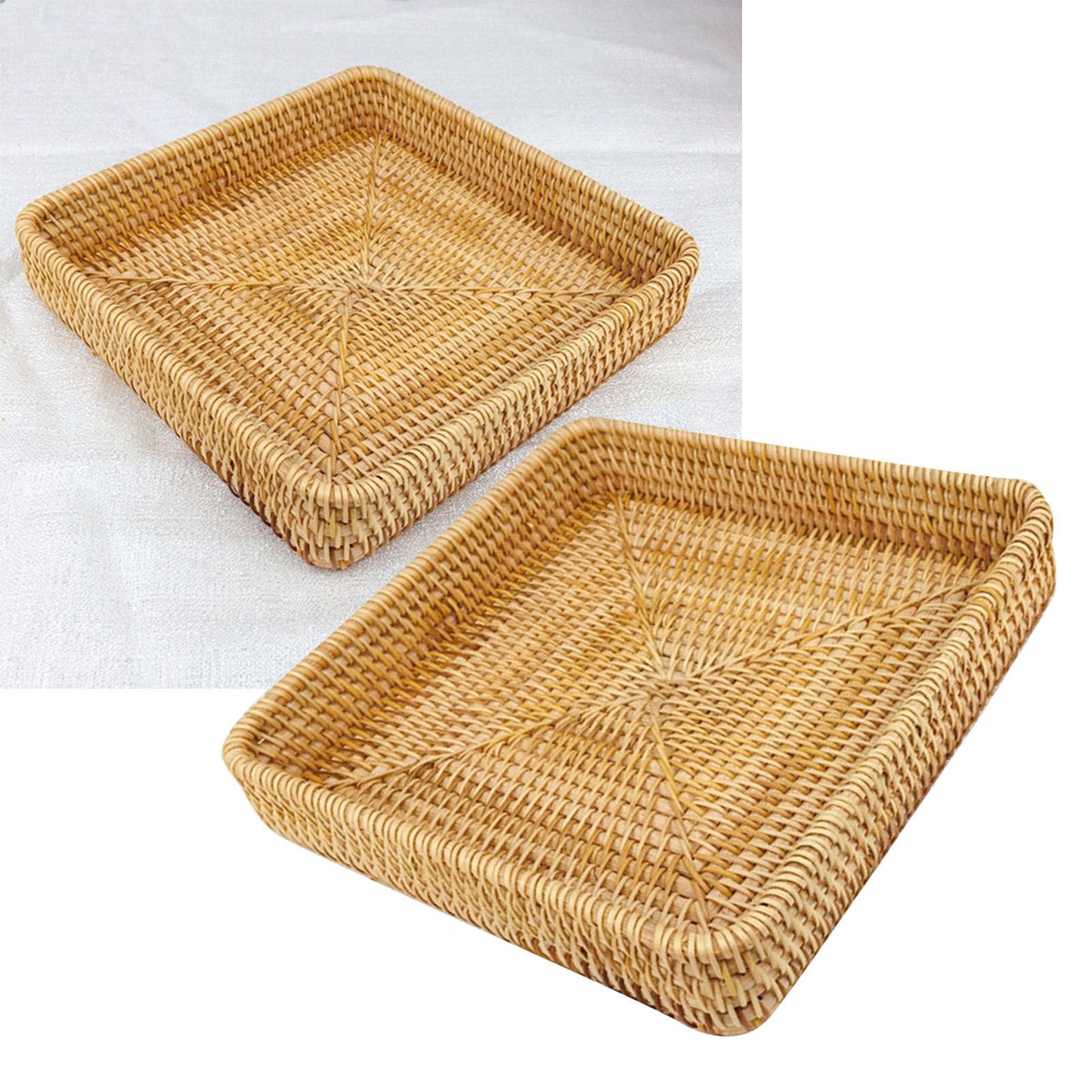 Rattan Tray Tabletop Organization Hand Woven Snack Storage Basket Multifunctional Serving Tray M V1294-YM0521-3118230023612
