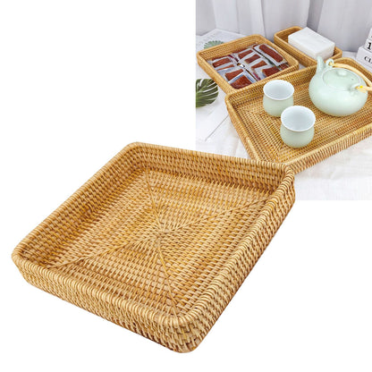 Rattan Tray Tabletop Organization Hand Woven Snack Storage Basket Multifunctional Serving Tray M V1294-YM0521-3118230023612