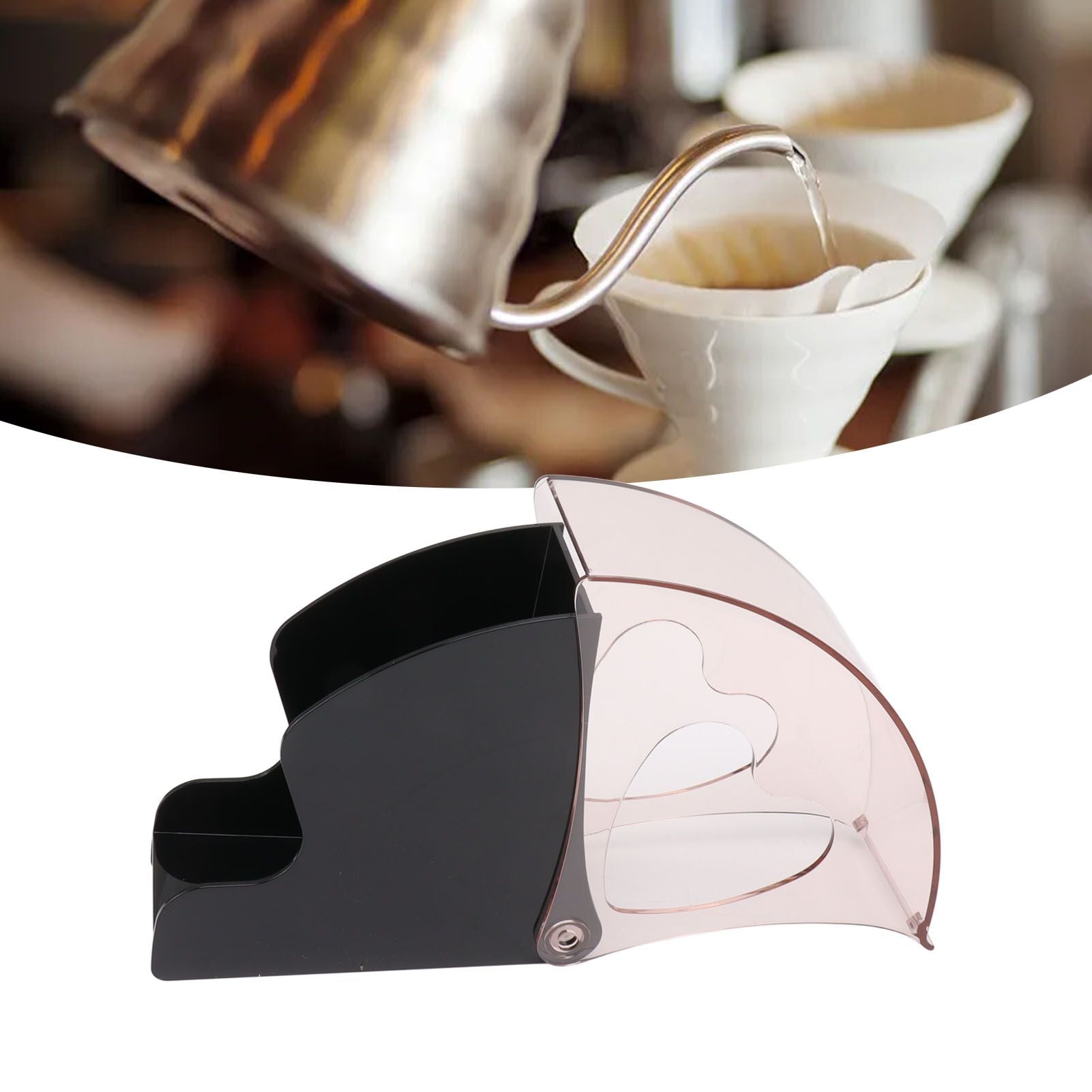 Coffee Filter Holder Storage Coffee Filter Paper Dispenser Rack with Dustproof Cover for Cafe Office Black V1294-YM0521-3118230025311