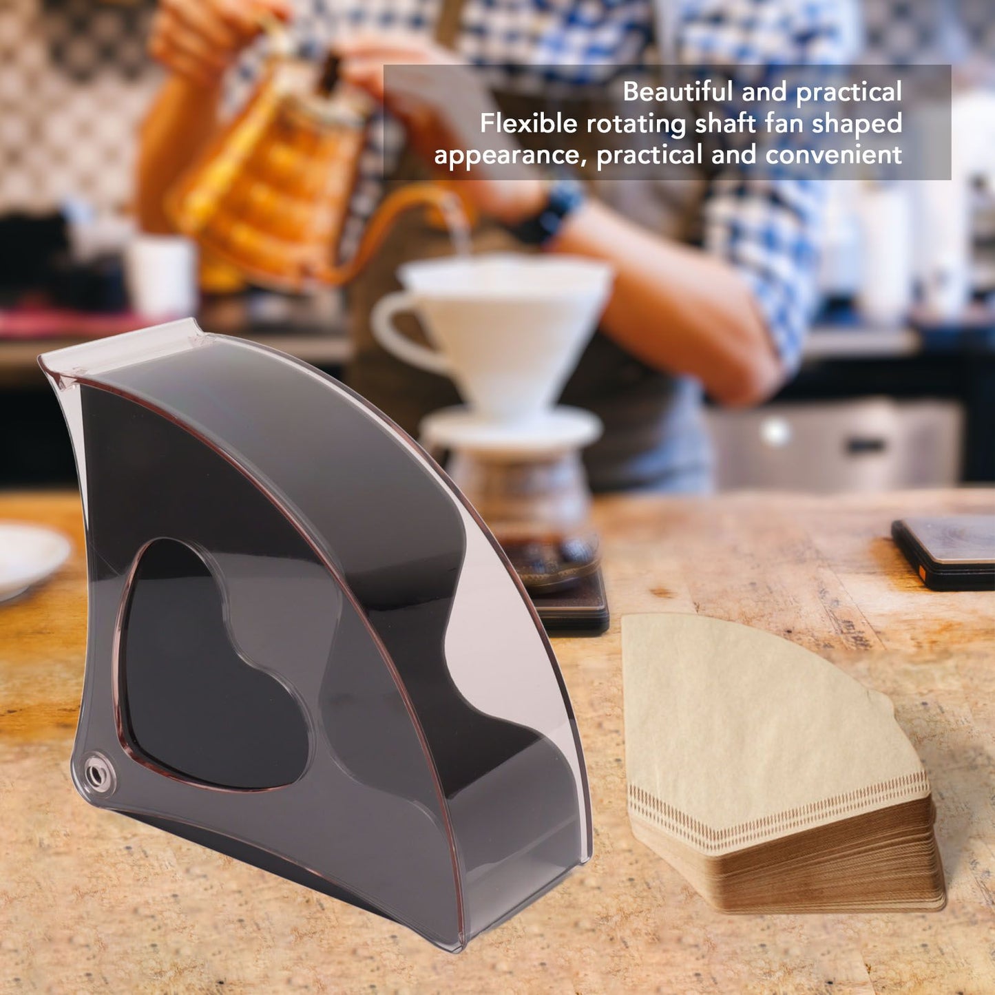 Coffee Filter Holder Storage Coffee Filter Paper Dispenser Rack with Dustproof Cover for Cafe Office Black V1294-YM0521-3118230025311